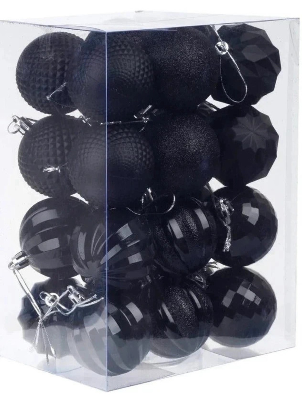 24ct Black Christmas Ornaments